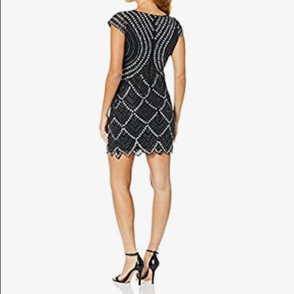 PISARRO NIGHTS black dress with metal nailhead design and a scalloped hem - Picture 3 of 13